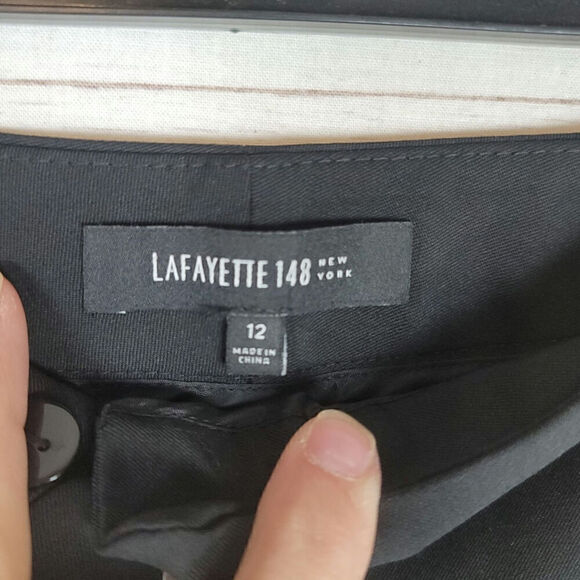 LAFAYETTE 148 NEW YORK MENSWEAR BLACK VIRGIN WOOL TROUSERS, SZ 12 - Picture 6 of 14